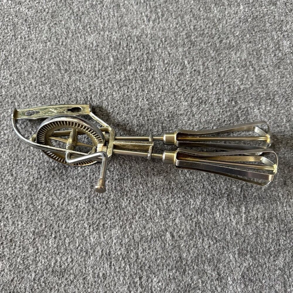 Vintage Hand Crank Mixer Egg Beater Stainless Steel No Plastic Handle Japan